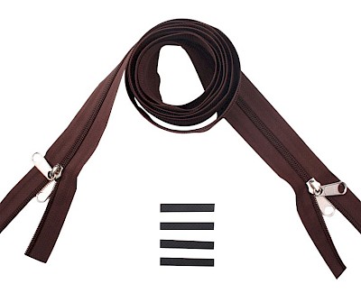 YKK spiraal rits 8 mm 2-weg X-vorm niet-deelbaar bruin