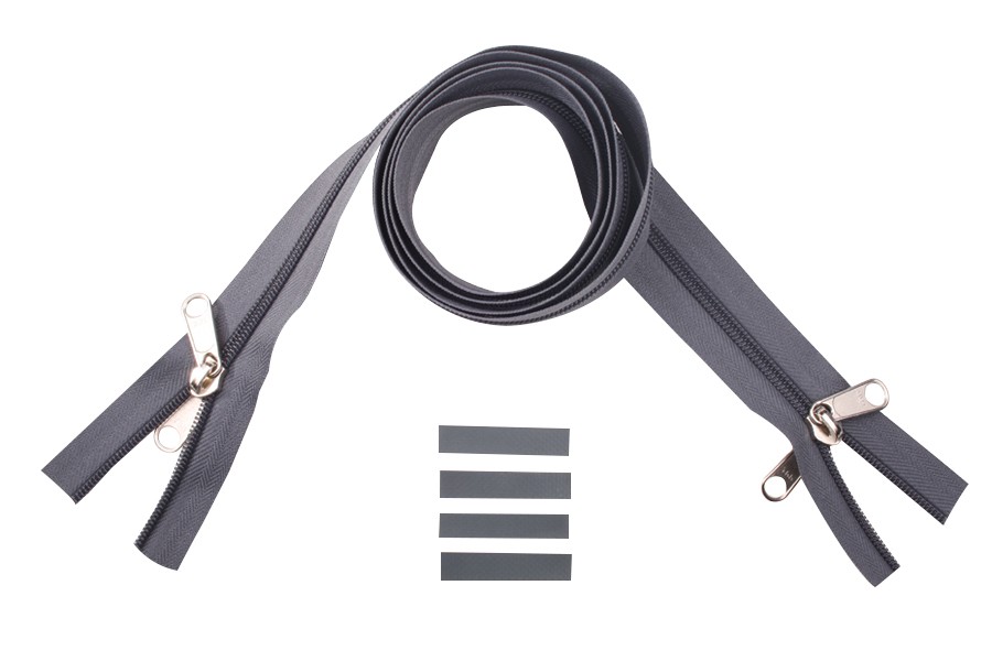 YKK spiraal rits 8 mm 2-weg X-vorm niet deelbaar grijs