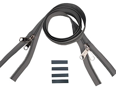 ESVO spiraal rits 10 mm 2-weg X-vorm niet deelbaar, lichtgrijs
