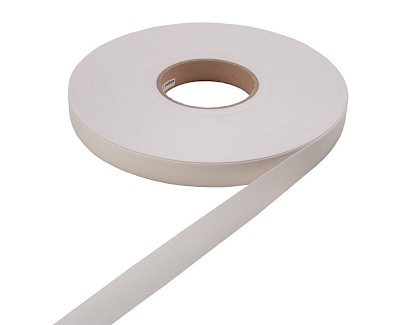 Tentband / Biesband rol van 60 meter, 20 mm acryl, wit/ecru, Dove White N 00681