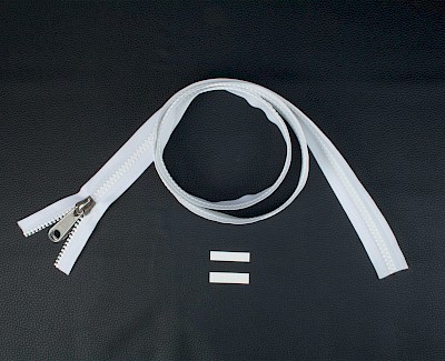 YKK VISLON bloktandrits 8,6 mm 10V niet-deelbaar wit met metalen schuiver