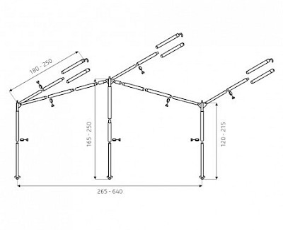 Luifelframe 25/22 aluminium met powergrips