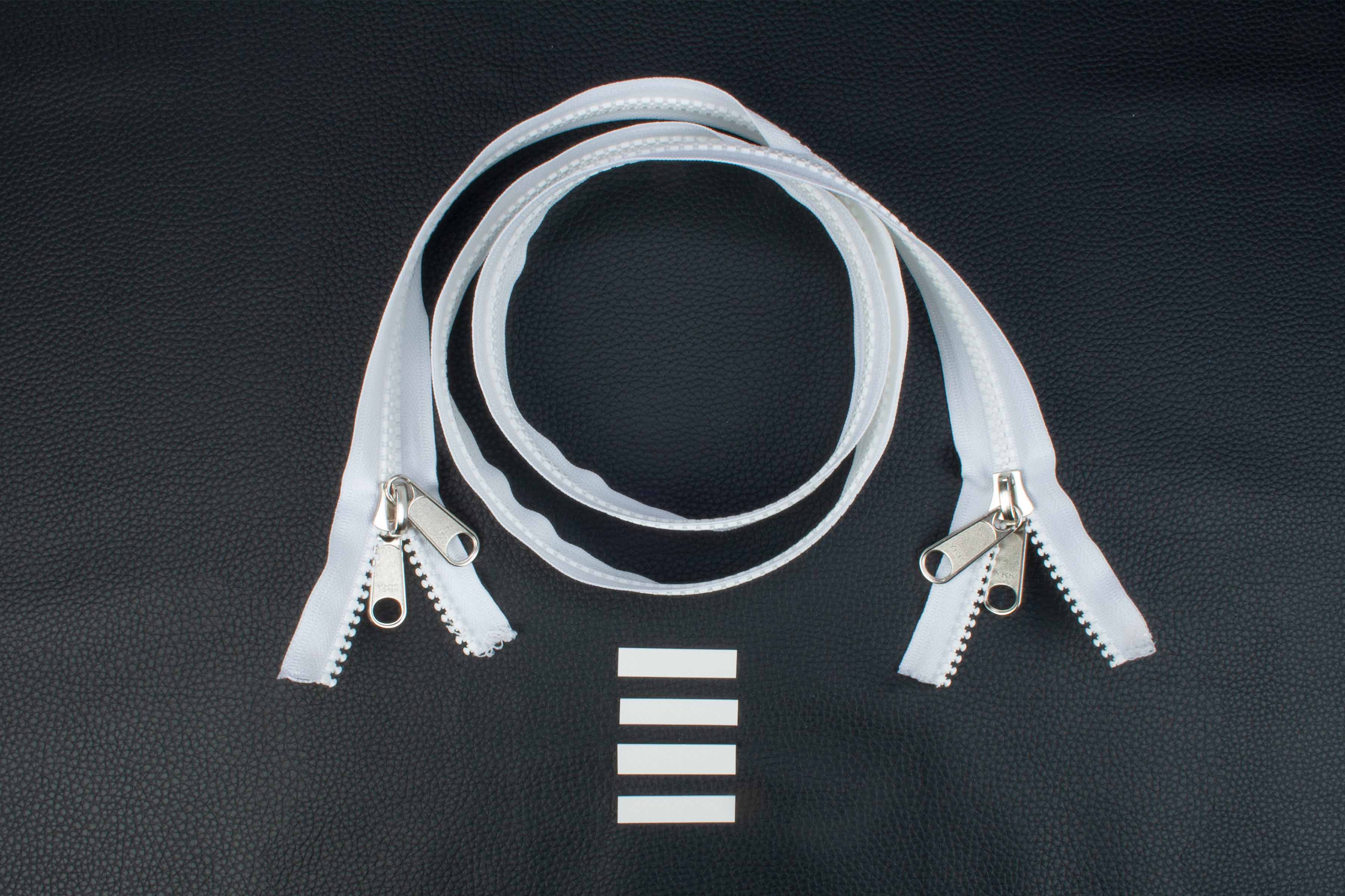 YKK VISLON bloktandrits 8,6 mm 10 V 2-weg X-vorm niet-deelbaar wit met metalen schuiver