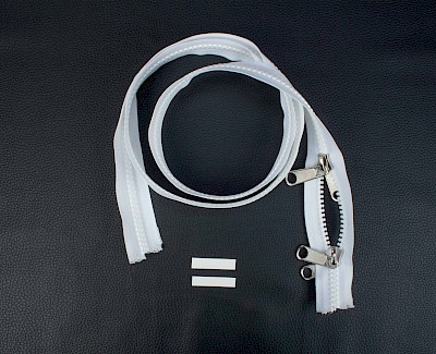 YKK VISLON bloktandrits 8,6 mm V 2-weg O-vorm niet-deelbaar wit met metalen schuiver