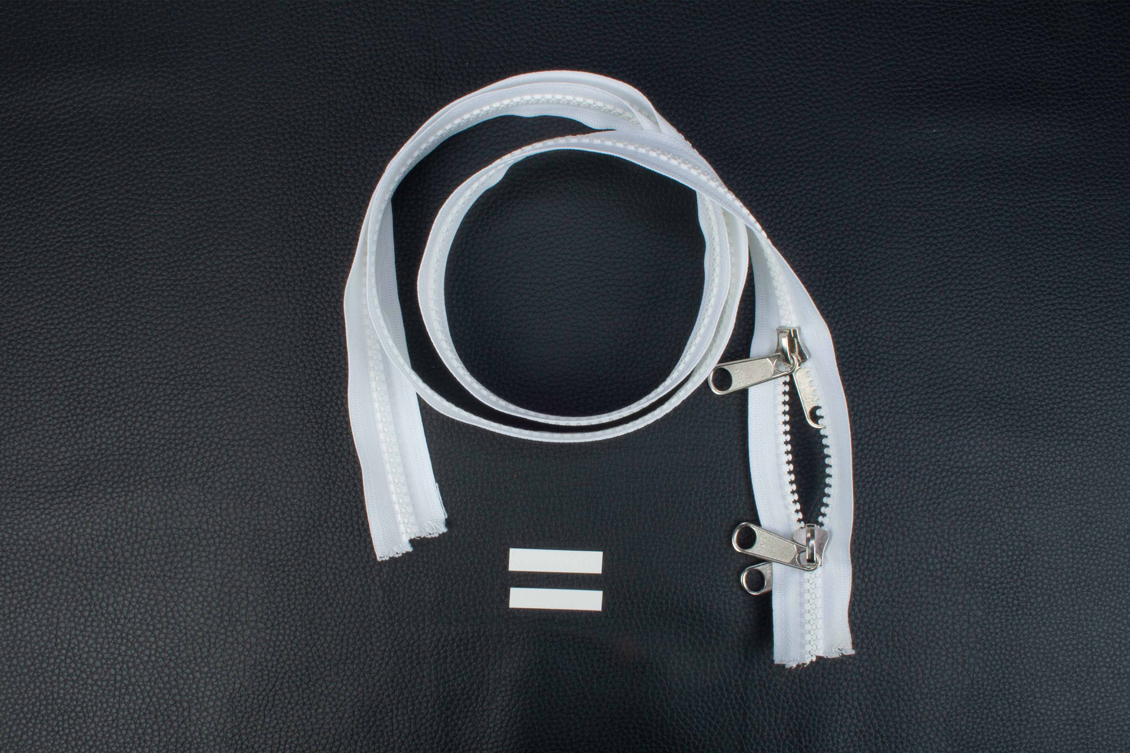 YKK VISLON bloktandrits 8,6 mm V 2-weg O-vorm niet-deelbaar wit met metalen schuiver