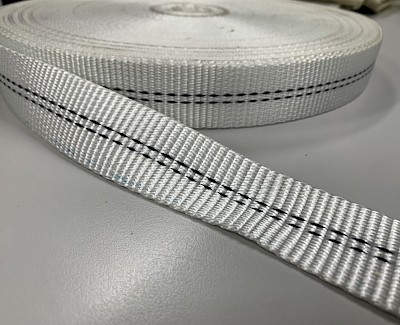 Gespenband polyester 35 mm, white dashed line