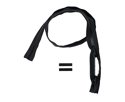 YKK VISLON bloktandrits 8,6 mm V 2-weg O-vorm niet-deelbaar zwart met kunststof auto lock schuiver