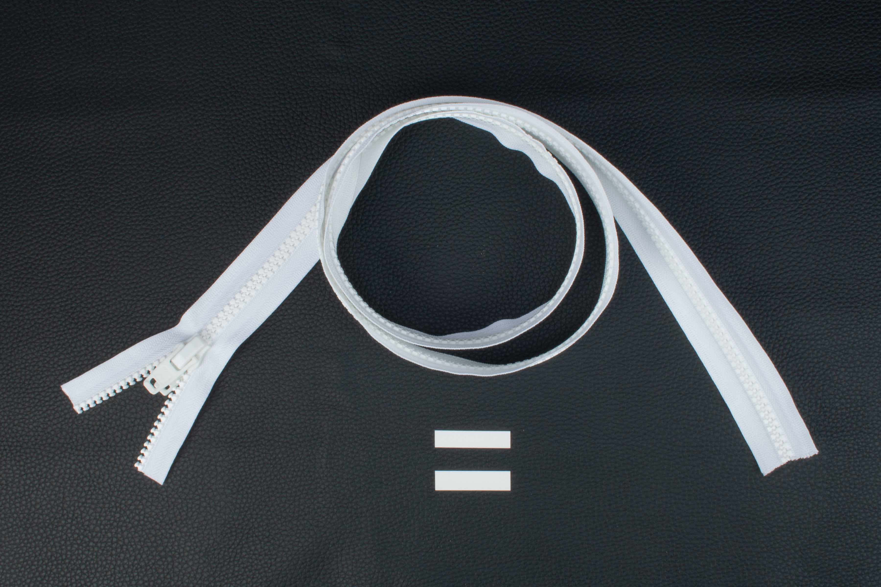 YKK VISLON bloktandrits 8,6 mm 10V niet-deelbaar wit met kunststof auto lock schuiver