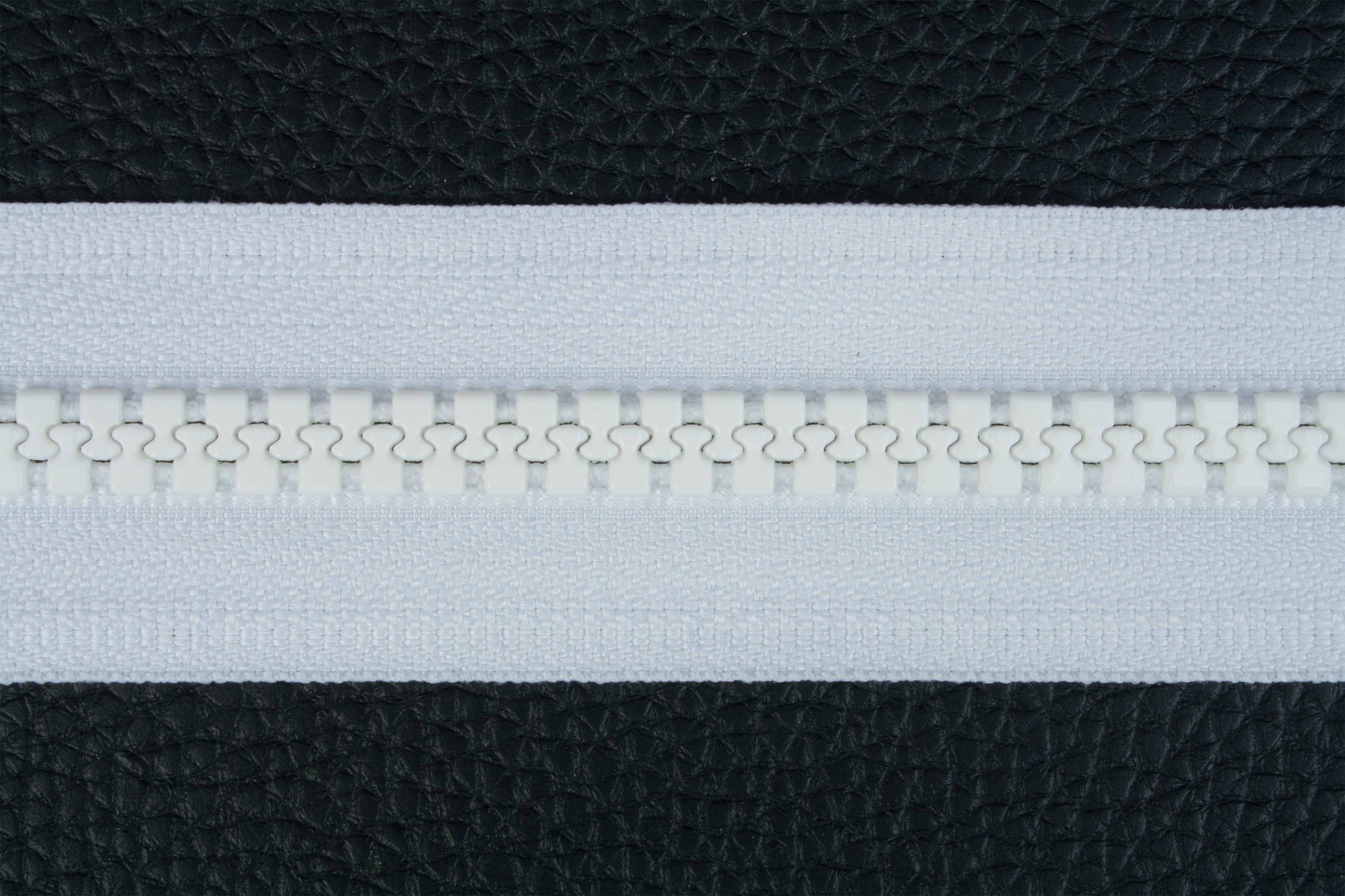 YKK VISLON bloktandrits 8,6 mm 10V niet-deelbaar wit met kunststof auto lock schuiver