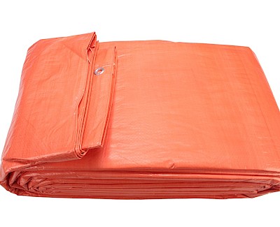 Afdekzeil, 600 x 800 cm, oranje, met zeilringen, waterdicht, 100, economy