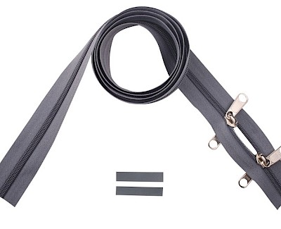 YKK spiraal rits 8 mm 2-weg O-vorm niet-deelbaar grijs