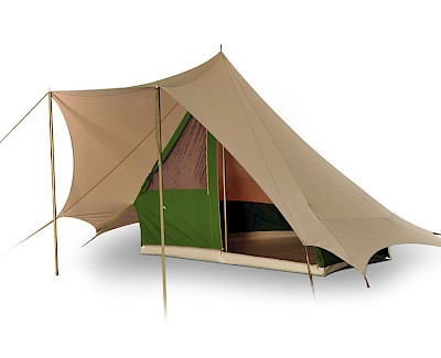 Enkeldaks piramidetent Bedouin 240 beige/mosgroen